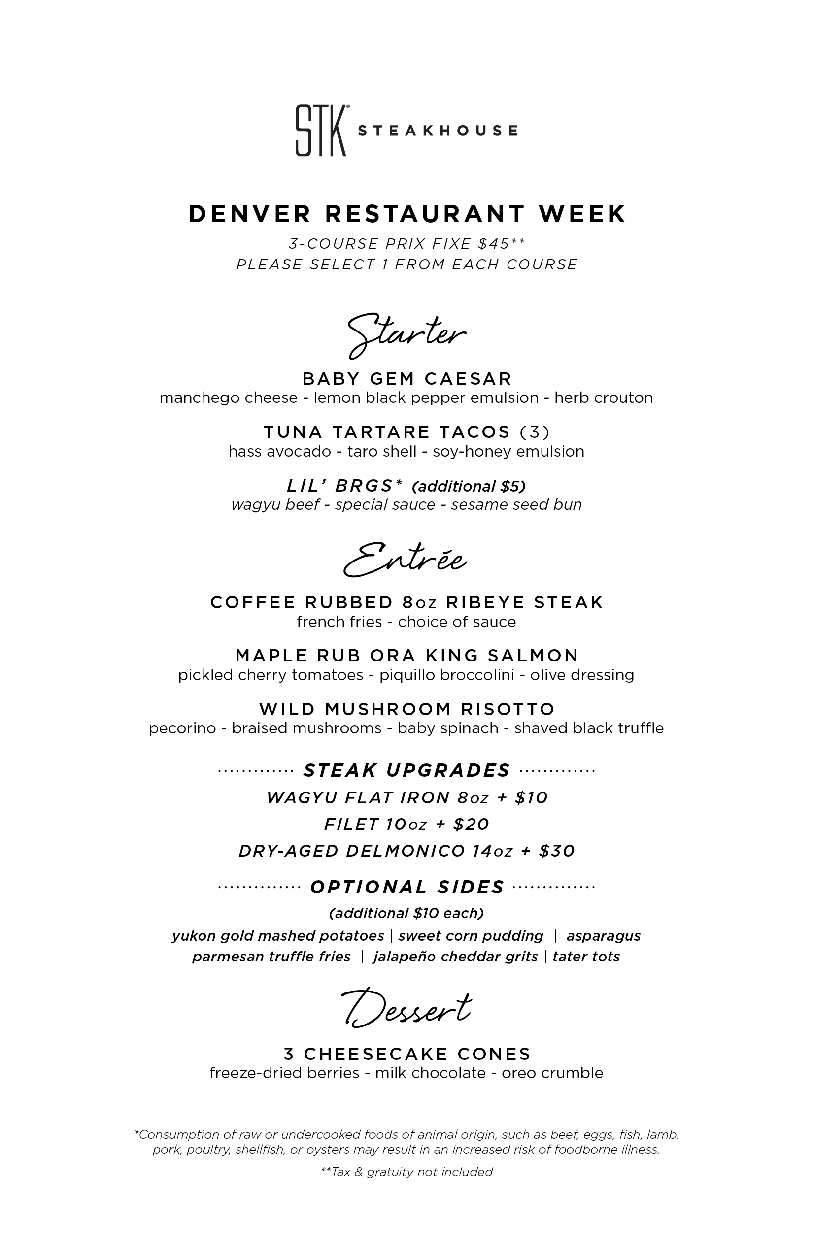 Restaurant Week at STK Steakhouse Food and Drink Specials