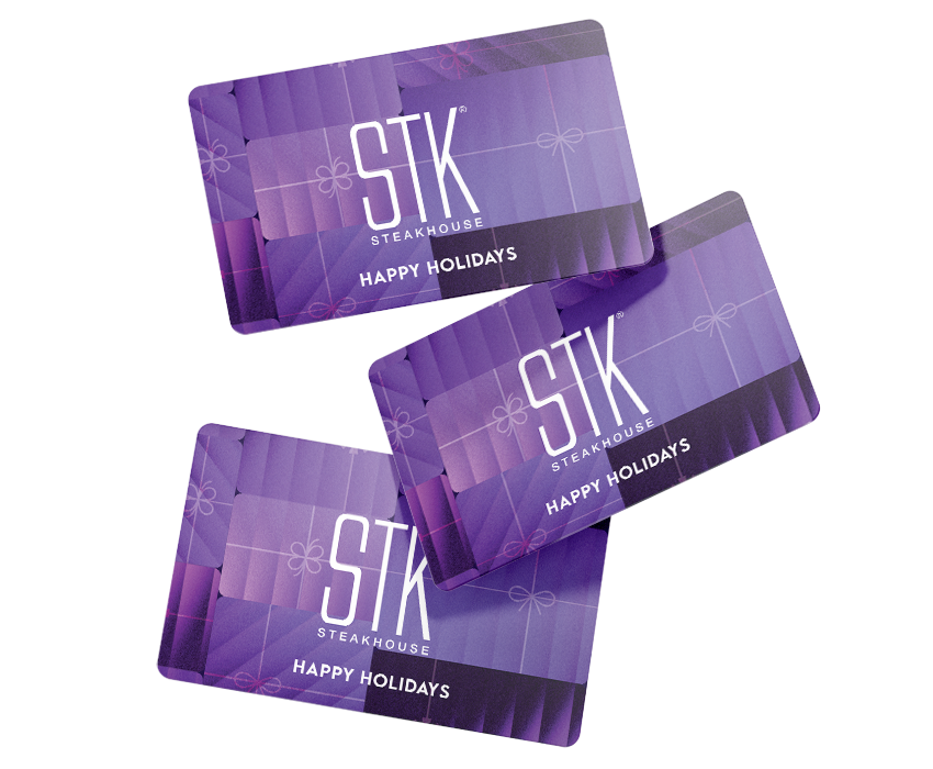 A beautiful arrangement of STK gift cards.